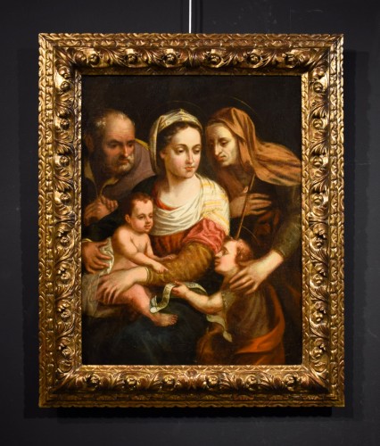 Antiquités - Holy Family - Italian school of the 16th century,  circle of G.B. Ramenghi, Bagnocavallo (Bologne, 1521-1601)